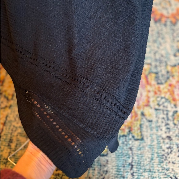 Artisan NY 100% Organic Linen Sheer Knit Poncho Shawl Black One Size - Picture 3 of 4